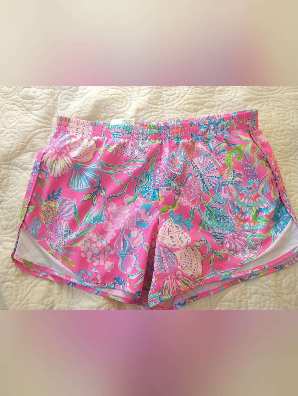 Lilly Pulitzer Hot Pink Tropical Print Athletic Shorts Size M To